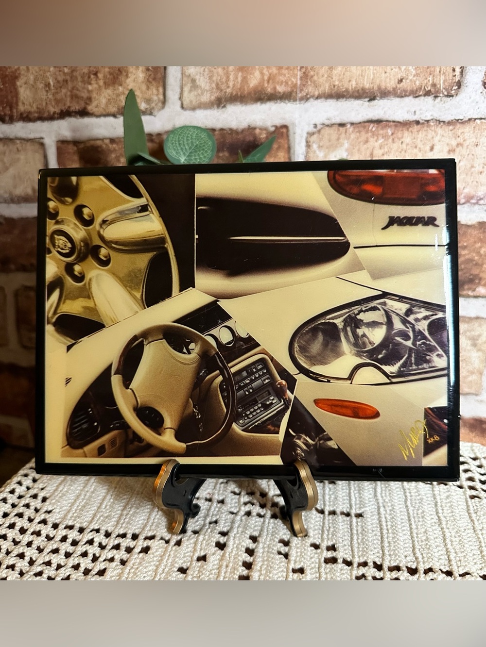 Jaguar Photo Collage Art Tile Signed by Artist Ron Mura Gallery 8x6”